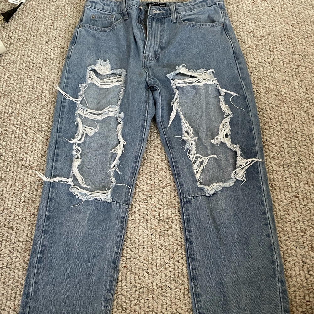 Momokrom high waisted blue boyfriend jeans